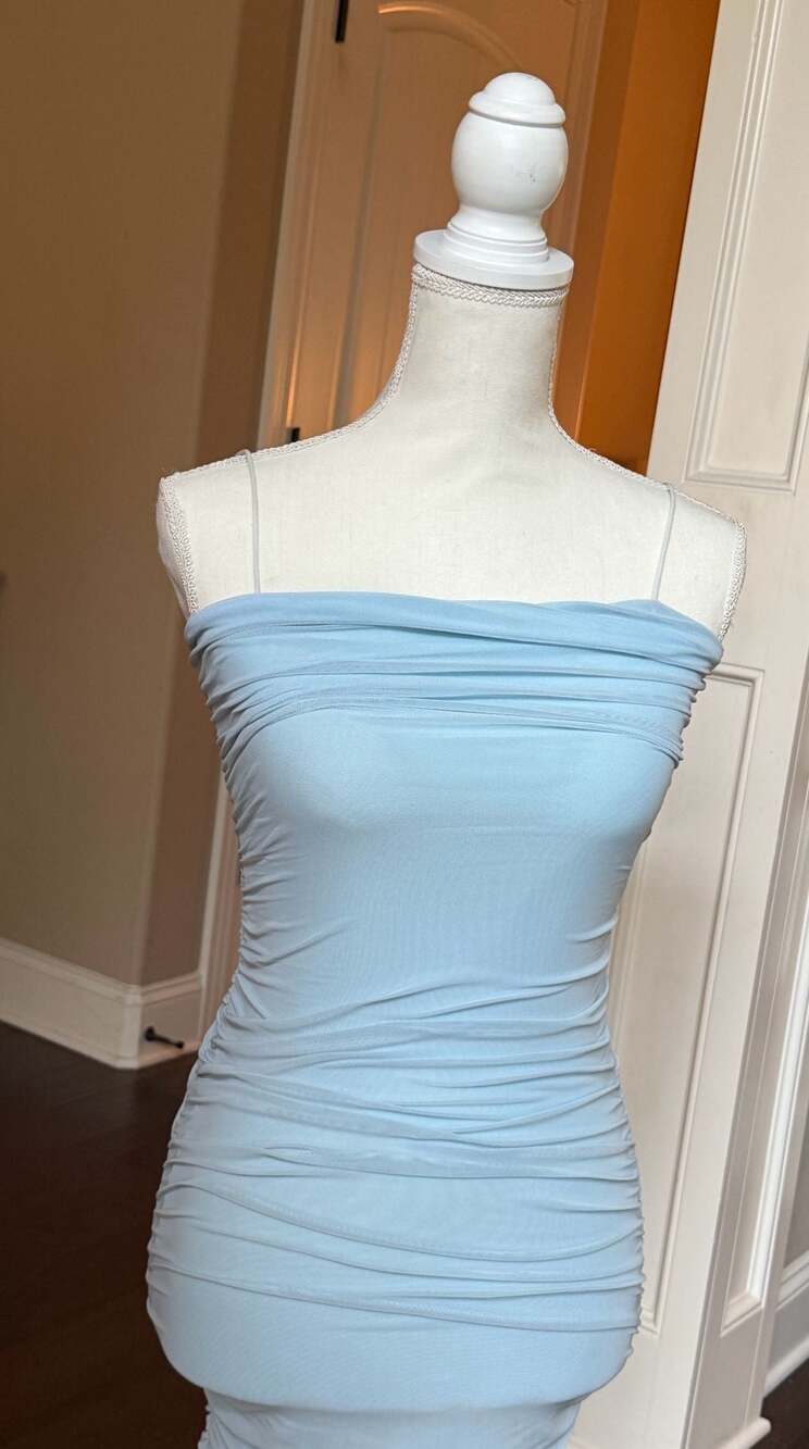 Life Of A Blogger Off Shoulder Mini Dress Blue